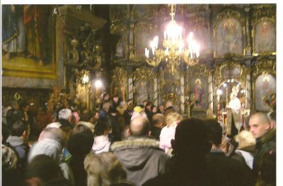 Gudstjänst i ortodoxa kyrkan, Bela Crkva, 6 januari, dagen före serbiska julhelgen...